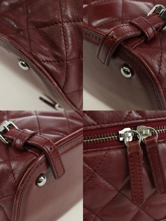CHANEL Matelasse Chain Backpack Leather Bordeaux Silver CC Auth 172627A main image 11